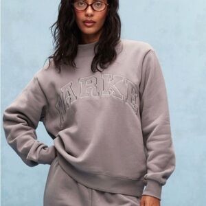 PARKE monochromatic tonal mock neck Logo Sweatshirt